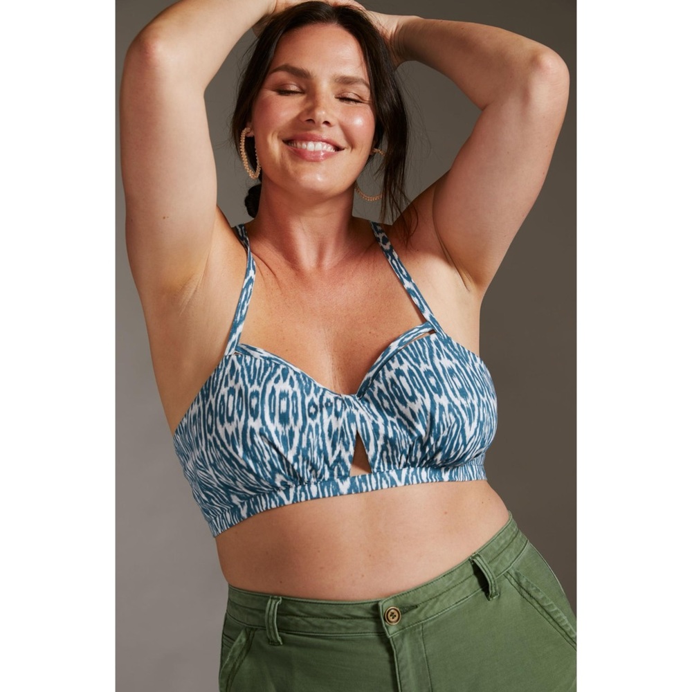‼️SOLD‼️ PILCRO ANTHROPOLOGIE NWT Printed Surf Bra Top*Blue Ikat M